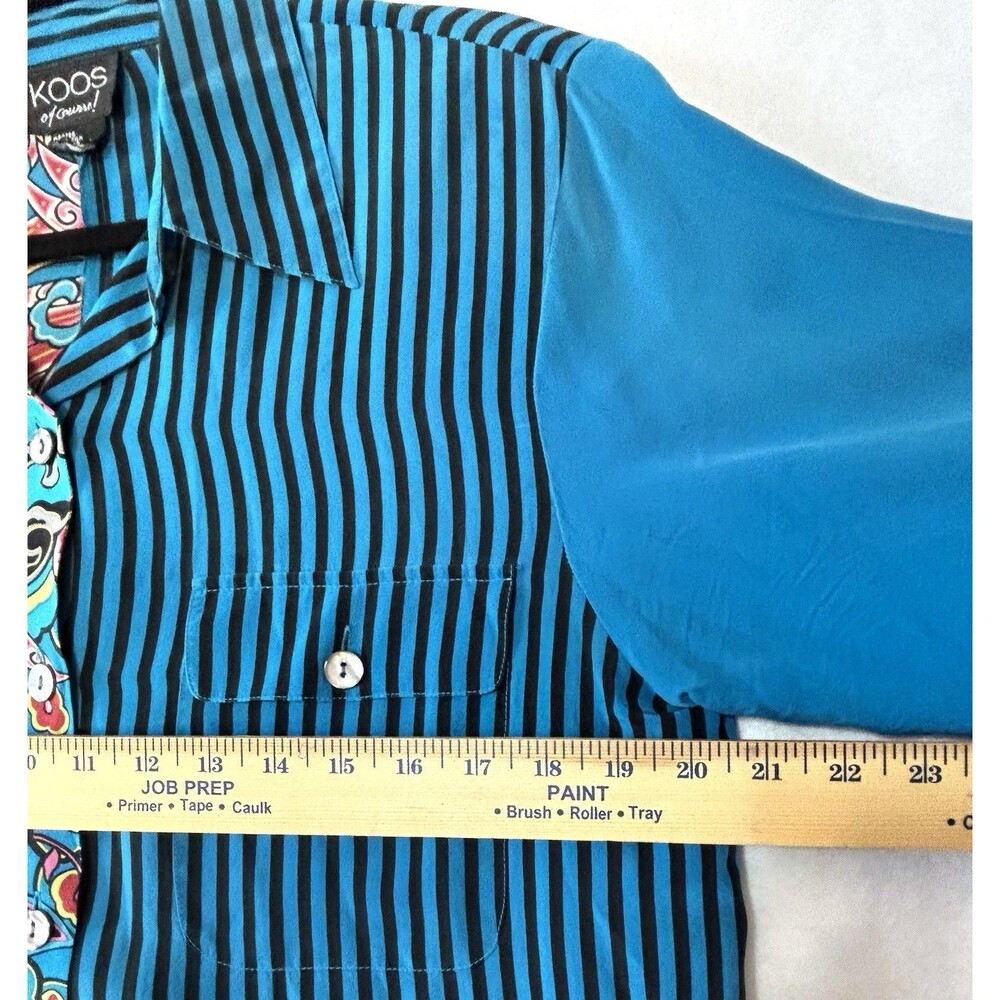Vintage KOOS OF COURSE Maxi Jumper Dress With Silk Blouse Blue Artsy - Picture 6 of 11